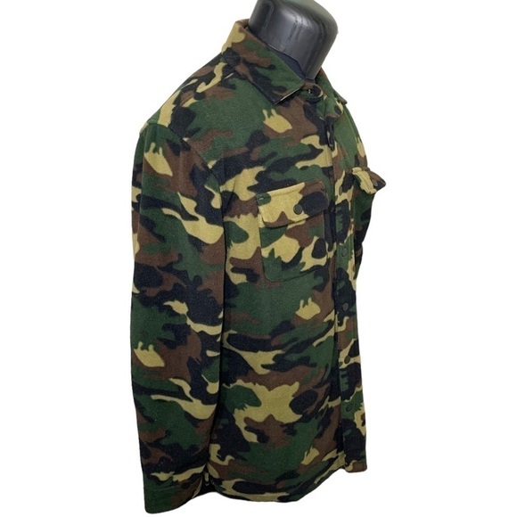 Djab Simons Green Camo Shacket Snap Buttons Fleece Hunting Sweater Jacket Sz L - Picture 2 of 13